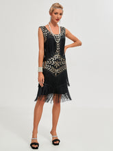 Load image into Gallery viewer, Crew Neck Sequined Beaded Tassels 1920S Gatsby Dress