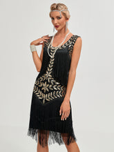 Load image into Gallery viewer, Crew Neck Sequined Beaded Tassels 1920S Gatsby Dress