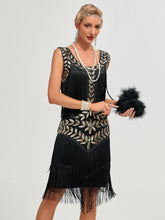 Load image into Gallery viewer, Crew Neck Sequined Beaded Tassels 1920S Gatsby Dress