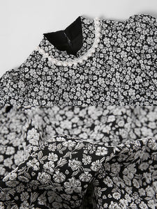 Black Jacquard Vintage Style Mini Cheongsam Dress
