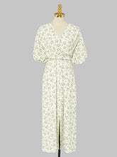 Load image into Gallery viewer, Yellow V Neck Floral Printed Cross-Tie 1950S Vintage Dress