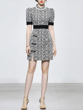 Load image into Gallery viewer, Black Jacquard Vintage Style Mini Cheongsam Dress
