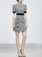 Load image into Gallery viewer, Black Jacquard Vintage Style Mini Cheongsam Dress