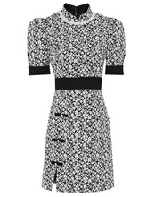 Load image into Gallery viewer, Black Jacquard Vintage Style Mini Cheongsam Dress