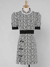 Load image into Gallery viewer, Black Jacquard Vintage Style Mini Cheongsam Dress