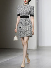 Load image into Gallery viewer, Black Jacquard Vintage Style Mini Cheongsam Dress