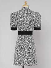 Load image into Gallery viewer, Black Jacquard Vintage Style Mini Cheongsam Dress