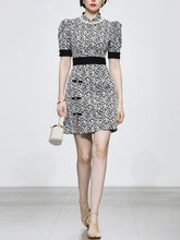 Load image into Gallery viewer, Black Jacquard Vintage Style Mini Cheongsam Dress