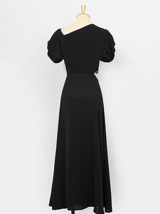 1960S Asymmetric Neck Waist Cutout Slit Party Sexy Dress