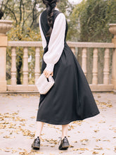 Load image into Gallery viewer, 2PS White Cotton Shirt Top And Black 1950S Vintage Dresss Suit