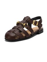 Load image into Gallery viewer, Brown Women&#39;s Flats Sandals Piont Toe Hollow Belt Leather Vintage Shoes