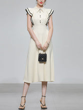 Load image into Gallery viewer, Apricot Ruffles Butterfly Sleeves With Black Edges 1950S Swing Dress