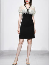 Load image into Gallery viewer, Fairy White Lace Sweet Luxury Short V-neck Mini Black Dress Party Dress