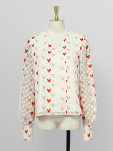 Load image into Gallery viewer, 2PS White And Red Sweet Heart V Neck Shirt And Red Wide-Leg Pants Set