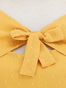 Yellow Bow Collar Semi-Sheer Swing 1950S Dress