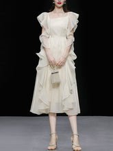 Load image into Gallery viewer, Apricot Ruffled PearlFairy Dress Light Luxury 1950S dress