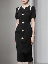Load image into Gallery viewer, Black Vintage Style Cut Out Bow 1960S Dress