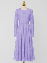 Load image into Gallery viewer, 1950s Crew Neck Long Sleeve Hepburn Swing Lace Dress