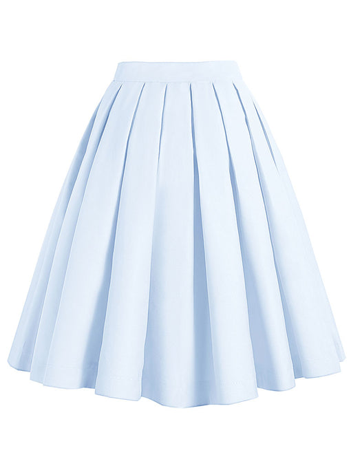 1950S BabyBlue High Wasit Pleated Swing Skirt