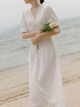 Load image into Gallery viewer, White Lace V-Neck Slim Fit Vintage 1920S Dress