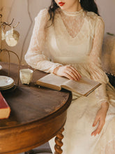 Load image into Gallery viewer, Apricot Ruffles Lace Semi Sheer Long Sleeve Vintage 1950S Swing Victoria&#39;s Fairy Dress