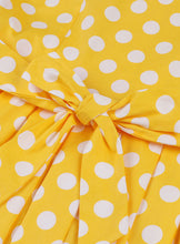 Load image into Gallery viewer, Yellow Polka Dots V Neck 1950S Vintage Belle Style Swing Dress