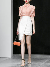 Load image into Gallery viewer, Pink 1950S Vintage Classic Fake Two Piece  Irregular Hem Vintage Dress