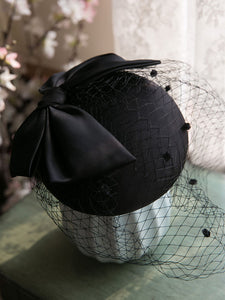 Bow Tulle Net 100% Silk 1950S Hat Vintage Hat
