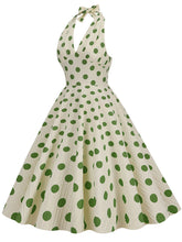 Load image into Gallery viewer, Polka Dots Halter Audrey Hepburn Style 1950S Vintage Dress With Bow Backless