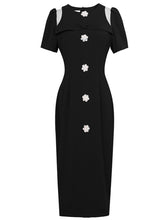Load image into Gallery viewer, Black Vintage Style Cut Out Bow 1960S Dress
