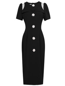 Black Vintage Style Cut Out Bow 1960S Dress