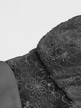Load image into Gallery viewer, Black Bellflower Embroidered Design Long Lace Pleated Dress