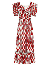 Load image into Gallery viewer, Red Irregular Graphic Bowknot 1950S Summer Dress