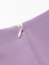 Load image into Gallery viewer, Lavender V Neck Puff Sleeve Swing Vintage Style 1940S Dress
