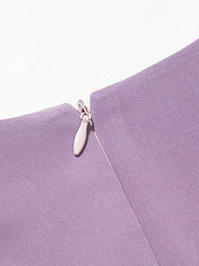 Lavender V Neck Puff Sleeve Swing Vintage Style 1940S Dress