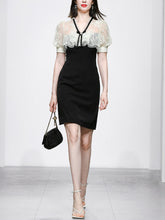 Load image into Gallery viewer, Fairy White Lace Sweet Luxury Short V-neck Mini Black Dress Party Dress