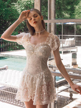 Load image into Gallery viewer, Fairy Style Lace Flowers Ruffles Vintage One Piece Swimwear Bathing Suit
