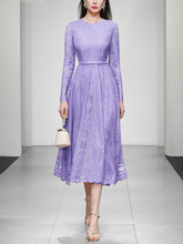 Load image into Gallery viewer, 1950s Crew Neck Long Sleeve Hepburn Swing Lace Dress