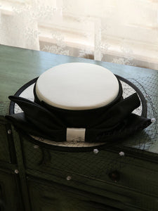 White And Black Big Bow  Audrey Hepburn Same Style 1950S Hat