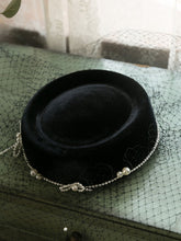 Load image into Gallery viewer, Black 1950S Pillbox Pearl Hat With Tulle