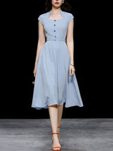 Load image into Gallery viewer, Retro Square Collar Hepburn Style Waist-length High-waisted Vintage 1950S Dress