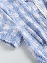 Load image into Gallery viewer, Blue And White Plaid V Neck 1950S Dress With Belt