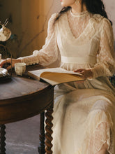 Load image into Gallery viewer, Apricot Ruffles Lace Semi Sheer Long Sleeve Vintage 1950S Swing Victoria&#39;s Fairy Dress