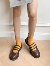 Load image into Gallery viewer, White Women&#39;s Chunky Heel Mary Jane Square Toe Leather Vintage Shoes