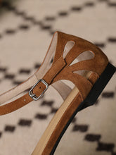 Load image into Gallery viewer, Women&#39;s Flats Sandals Piont Toe Hollow Belt Leather Vintage Shoes