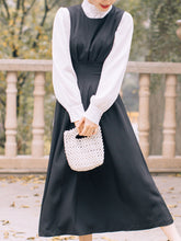 Load image into Gallery viewer, 2PS White Cotton Shirt Top And Black 1950S Vintage Dresss Suit