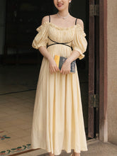 Load image into Gallery viewer, Yellow Off Shoulder Gentle And Soft Vintage Party Dress