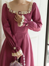 Load image into Gallery viewer, Rose Ruffles Fall Long Sleeve Vintage Cotton Dress