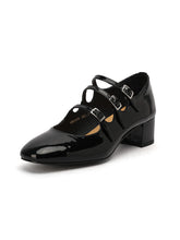Load image into Gallery viewer, Women&#39;s Chunky Heel Mary Jane Square Toe Leather Vintage Shoes