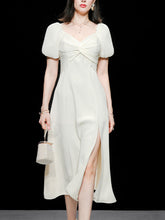 Load image into Gallery viewer, Puff Sleeve Cross Audrey Hepburn Dress SpiltVintage 1950S Dress